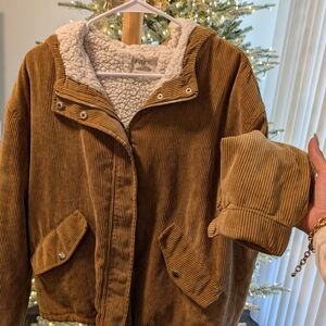 Women's Brown Corduroy Jacket with Sherpa Lining
